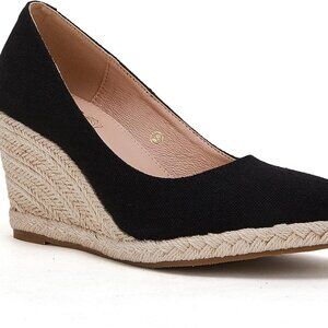 Women's Faux Suede Platform Espadrille Wedge Sandals 7 Slip-On Pointed Toe